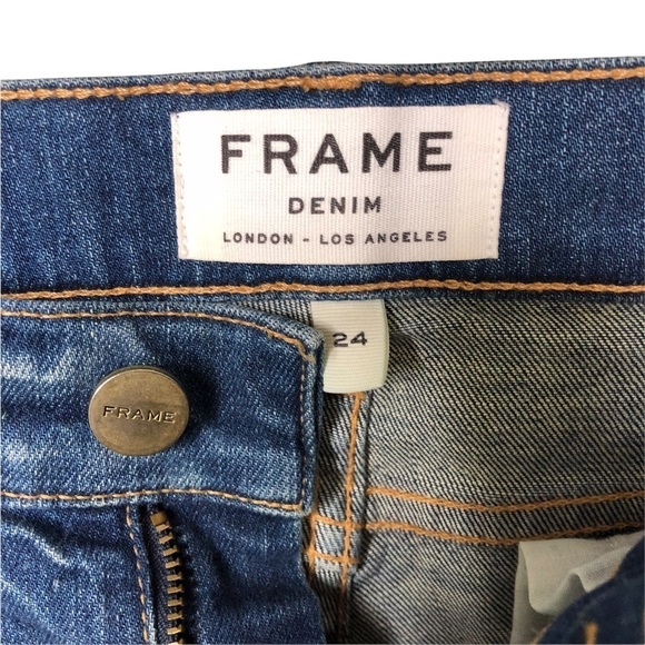 Frame Denim Le Garçon Skinny Low Rise Distressed Jeans Size 24 LG270 - Picture 8 of 10